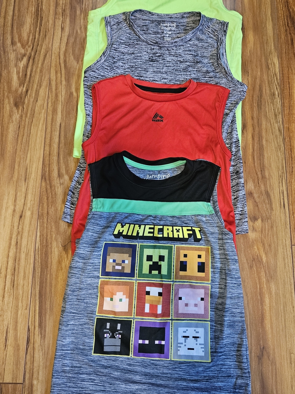 4 Pack jumping beans Kids Tank Tops Set - Gray, Red, Lime, Black w/ Green Accent